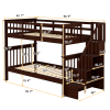 Stairway Twin-Over-Twin Bunk Bed with Storage and Guard Rail for Bedroom, Dorm