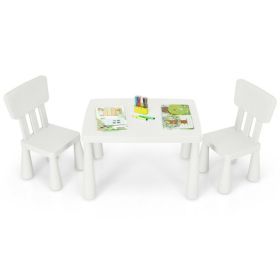 3 Pieces Multi Activity Kids Play Table and Chair Set (Color: White)