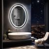 Large Oval LED Bathroom Mirror Lighted Mirror Anti-Fog Vanity Bathroom Backlit Dimmable Wall Mounted 3 Colors Memory with Plug