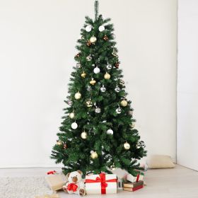 7FT PE/PVC Mixed Automatic Christmas Tree With Lights Xmas Decoration Light Up Holiday Season (Color: green)