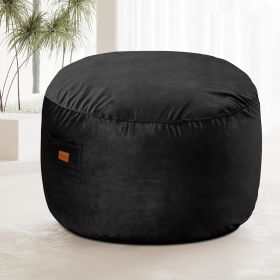 RAINBEAN Bean Bag Chair,Deluxe Velvet Super Soft Lazy Sofa Fur with Memory Foam Filled (Color: Black)