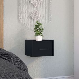 Boa Floating Nightstand , End Table, Side Table Wall-Mounted Single Drawer Design with Handle- Black - Bedroom (Color: as Pic)