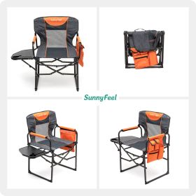 Camping Directors Chair, Heavy Duty,Oversized Portable Folding Chair with Side Table, Pocket for Beach, Fishing,Trip,Picnic,Lawn (Color: ORANGE)