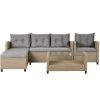 Outdoor, Patio Furniture Sets, 4 Piece Conversation Set Wicker Ratten Sectional Sofa with Seat Cushions(Beige Brown)