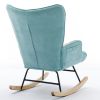 Modern Patchwork Accent Chair with Solid Wood Armrest and Feet, Kids Rocking Chair Nursery,Comfy Wingback Baby Rocker Glider Chair for Nursery