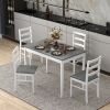 5-Piece Wooden Dining Set with Rectangular Table and 4 Chairs