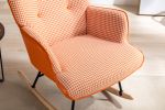 35.5 inch Rocking Chair, Soft Houndstooth Fabric Leather Fabric Rocking Chair for Nursery