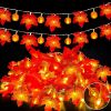 3 Pack Fall Garland with Pumpkin Lights & Enlarged Maple Fall String Lights Halloween Pumpkins Lights