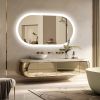 Backlit Smart LED Bathroom Mirror: Oval Dimmable 3 Colors Anti-Fog Mirrors with Light Memory - IP65 CRI95 Large Wall Mounted