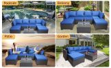 7 Pieces Outdoor Patio Sectional Sofa Couch, Silver Gray PE Wicker Furniture Conversation Sets with Washable Cushions & Glass Coffee Table for Garden