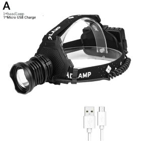 Z20 Most Powerful XHP90 Led Headlamp 8000LM Head lamp USB Rechargeable Headlight Waterproof Zoom Fishing Light Use 18650 Battery (Emitting Color: Option A)