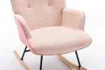 35.5 inch Rocking Chair, Soft Houndstooth Fabric Leather Fabric Rocking Chair for Nursery