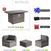 Patio Furniture Set, 8PCS with 40" Fire Pit Table Sectional Sofa Set with Coffee Table, Wicker Furniture Set