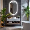 Backlit Smart LED Bathroom Mirror: Oval Dimmable 3 Colors Anti-Fog Mirrors with Light Memory - IP65 CRI95 Large Wall Mounted