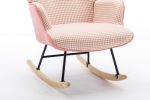 35.5 inch Rocking Chair, Soft Houndstooth Fabric Leather Fabric Rocking Chair for Nursery