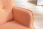 35.5 inch Rocking Chair, Soft Houndstooth Fabric Leather Fabric Rocking Chair for Nursery