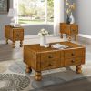 Rectangle Living Room Coffee Table Set, 3-Piece Solid Wood Living Room Table Set, 1 Coffee Table and 2 End Table