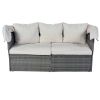 Outdoor Patio Furniture Set Daybed Sunbed with Retractable Canopy Conversation Set Wicker Furniture