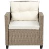 Outdoor, Patio Furniture Sets, 4 Piece Conversation Set Wicker Ratten Sectional Sofa with Seat Cushions(Beige Brown)