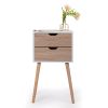 Nightstand with 2 Drawers, Bedside Tables with Solid Wood Legs and Storage, End Table, Side Table, Bedside Furniture for Bedroom, Living Room