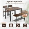 4 Pieces Rustic Dining Table Set with 2 Chairs and Bench