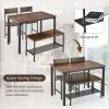 4 Pieces Rustic Dining Table Set with 2 Chairs and Bench