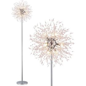 Modern Crystal Floor Lamp (9-Light, 70-Inch, Chrome), Standing Lamp with Footswitch, LED Floor Lamp (Bulbs NOT Included) (Lampshade Color: 6-Light-Pink)