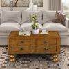 Rectangle Living Room Coffee Table Set, 3-Piece Solid Wood Living Room Table Set, 1 Coffee Table and 2 End Table