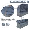 Outdoor Patio Furniture Set Daybed Sunbed with Retractable Canopy Conversation Set Wicker Furniture