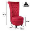 Royal Velvet High Back Armless Chair;  Retro Elegant Luxury Throne Chair;  Upholstered Tufted Accent Seat w/Storage for Dressing Room;  Living Room;