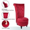 Royal Velvet High Back Armless Chair;  Retro Elegant Luxury Throne Chair;  Upholstered Tufted Accent Seat w/Storage for Dressing Room;  Living Room;