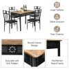 5 Pieces Dining Set Wood Metal Table and 4 Chairs with Cushions