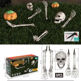 Realistic Skeleton Stakes Halloween Decorations Scary Skull Skeleton Hand Bone For Yard Lawn Stake Garden Graveyard home decor (Color: style B)