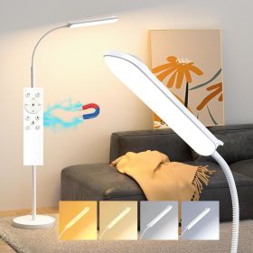 LED Floor Lamp,18W Super Bright, Adjustable Stepless Colors & Brightness Gooseneck, Eye Caring Reading with Remote& Touch Control (Lampshade Color: White)