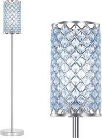 Modern Standing Lamp with Elegant Shade, LED Floor Lamp with On/Off Foot Switch Silver Finish Tall Pole Lamp Accent Lights (Lampshade Color: Teal)