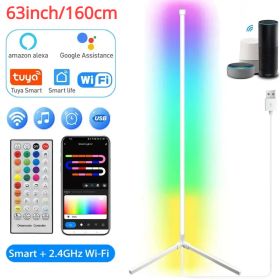 Nordic Floor Lamp for Bedroom Living Room Bluetooth Wifi Rgb Led Lights with Remote Modern Home Decor Bedside Tuya Standing Lamp (Color: 160cm, Lampshade Color: WIFI-White)