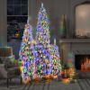 8FT, 6FT, 4FT Pre-Lit Pencil Christmas Trees, 3-set Slim Artificial Christmas Tree With Snow Flocking, Xmas Holiday Decoration Tree, 1455 Branch Tips