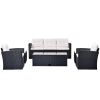 6-piece All-Weather Wicker PE rattan Patio Outdoor Dining Conversation Sectional Set with coffee table, wicker sofas, ottomans