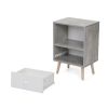 Mid-Century Wood Nightstand Set of 2;  Bed Sofa Side Table with Drawer and Shelf;  Modern End Table for Living Room Bedroom Office