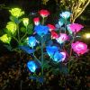 LED Solar Rose Orchid Flower Light Outdoor Garden Waterproof Simulation Lawn Lamp Wedding Party Christmas Decor Landscape Light