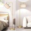 Floor Lamp with 3 Color Temperatures Standing Lamp with Adjustable Beige Linen Lampshade Tall Lamps, 9W LED Bulb Included