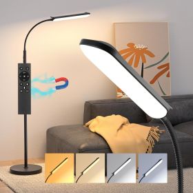 LED Floor Lamp,18W Super Bright, Adjustable Stepless Colors & Brightness Gooseneck, Eye Caring Reading with Remote& Touch Control (Lampshade Color: Black)