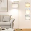 Floor Lamp with 3 Color Temperatures Standing Lamp with Adjustable Beige Linen Lampshade Tall Lamps, 9W LED Bulb Included