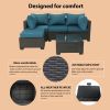 Patio Furniture Set 5 Pieces Wicker Outdoor Conversation Set All-Weather Sectional Patio Sofa with Water Resistant Thick Cushions and Coffee Table for