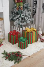 Christmas light box, LED light foldable decoration indoor and outdoor, Christmas light box gift decoration indoor and outdoor garden (Style: Red and green stripes)