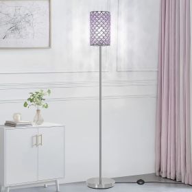 Modern Standing Lamp with Elegant Shade, LED Floor Lamp with On/Off Foot Switch Silver Finish Tall Pole Lamp Accent Lights (Lampshade Color: Lavender)