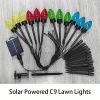 1 Pack 12 In 1 C9 Pointed Bubble Color Lawn Lights, Solar Christmas Decorative Lights, Outdoor Holiday Decorative, Ground Plug-in Lights