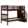 Stairway Twin-Over-Twin Bunk Bed with Storage and Guard Rail for Bedroom, Dorm