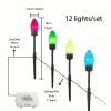 1 Pack 12 In 1 C9 Pointed Bubble Color Lawn Lights, Solar Christmas Decorative Lights, Outdoor Holiday Decorative, Ground Plug-in Lights