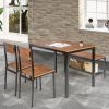 4 Pieces Rustic Dining Table Set with 2 Chairs and Bench